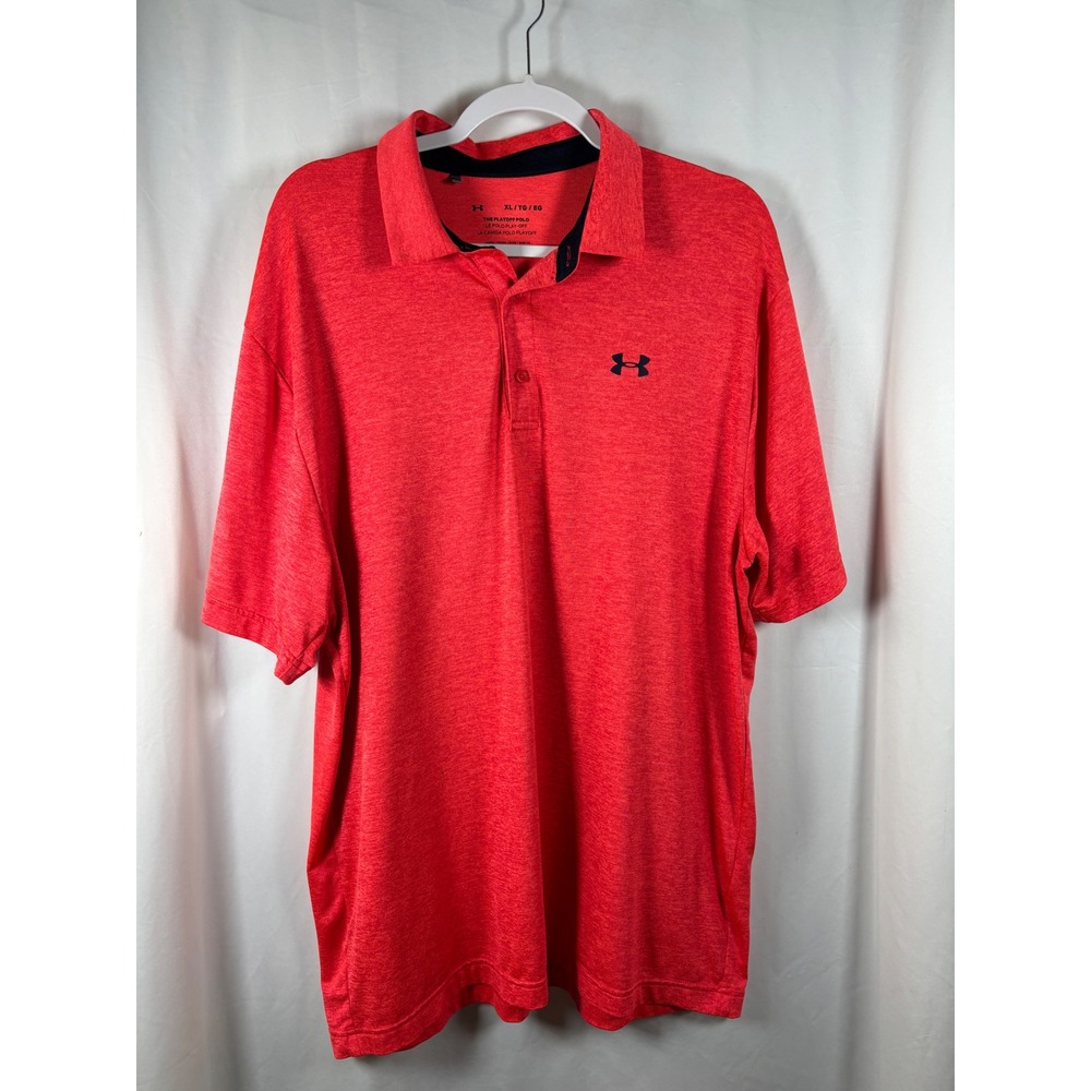 Under Armour Playoff Polo Shirt Men's XL Red HeatGear Loose Fit Golf